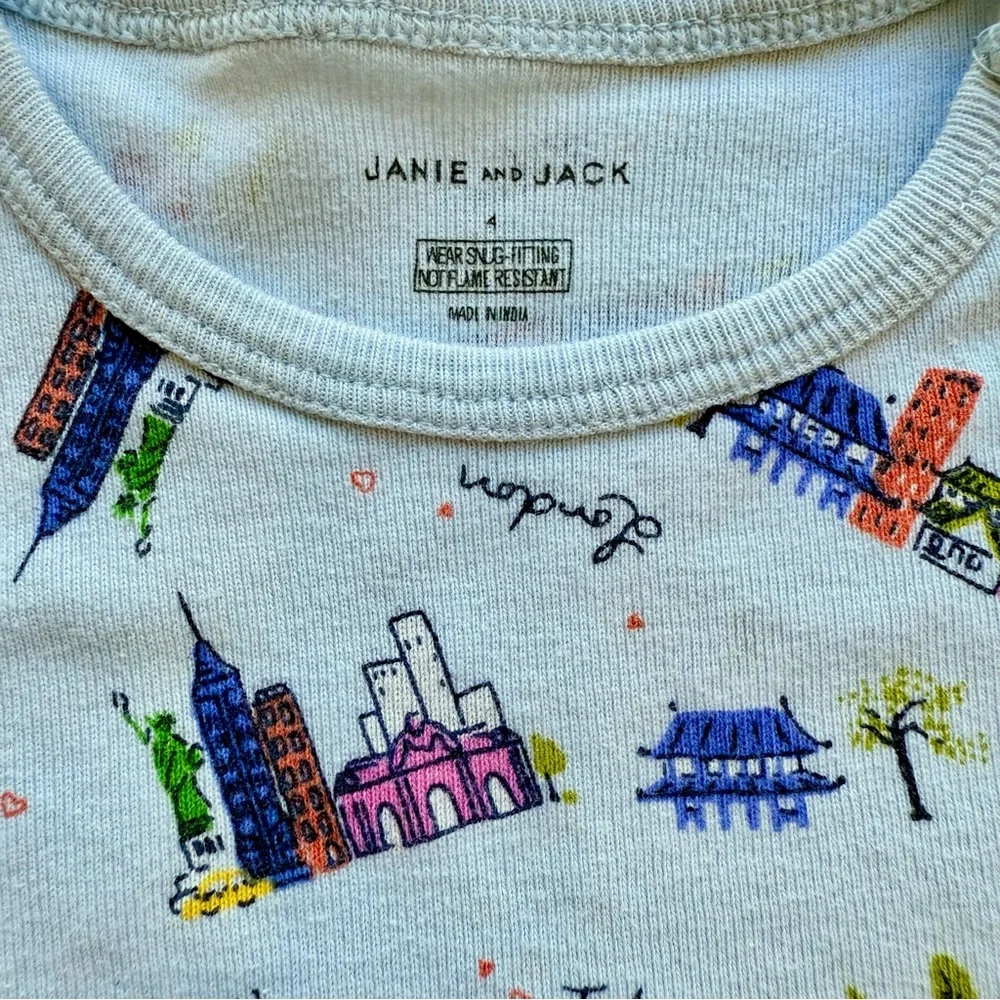 Janie and Jack Good Night Short Pajamas In Cityscapes size 4T 100% cotton